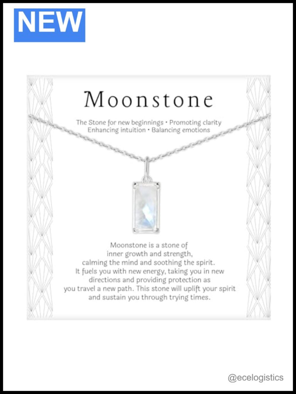 Sterling Silver Rainbow Moonstone Pendant Necklace 18" Adjustable Healing Gift